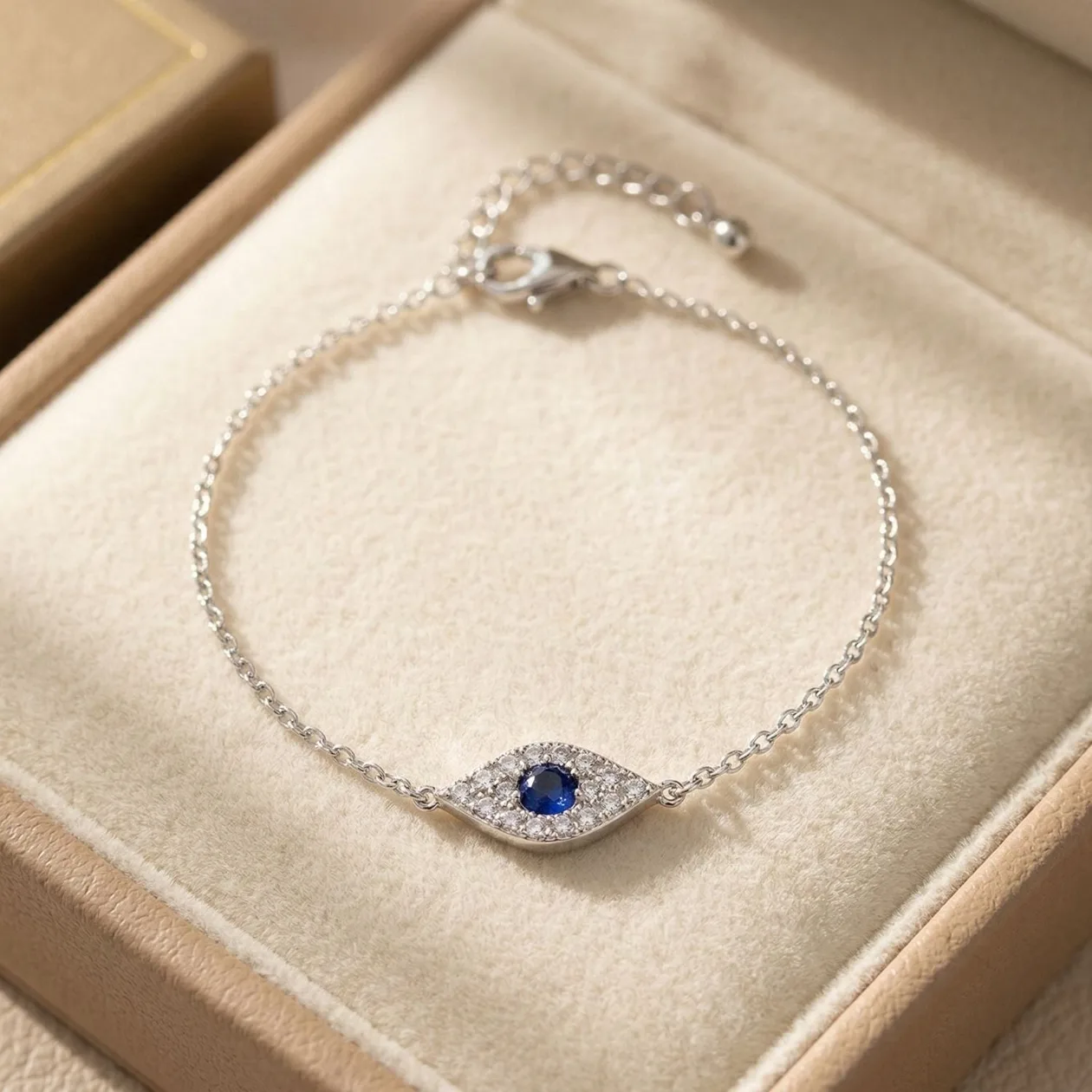 Minimalist Elegant Evil Eye Sterling Silver Bracelet: the shop's own photo