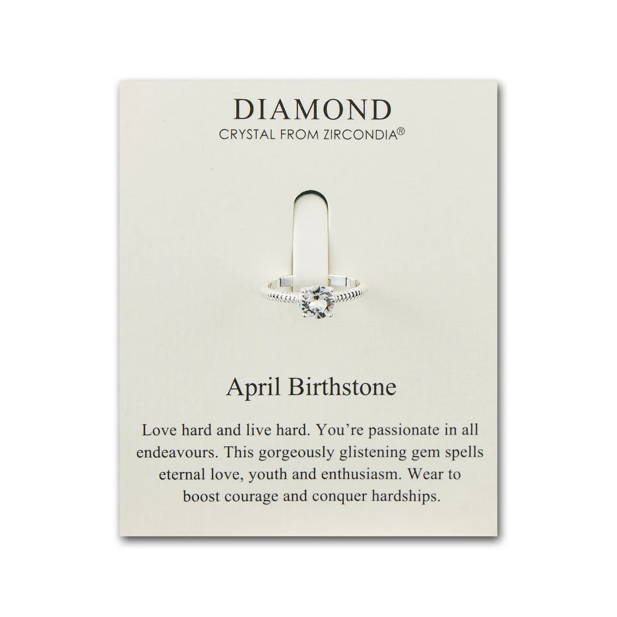 April (Diamond) Adjustable Birthstone Ring Created with Zircondia® Crystals: the shop's own photo