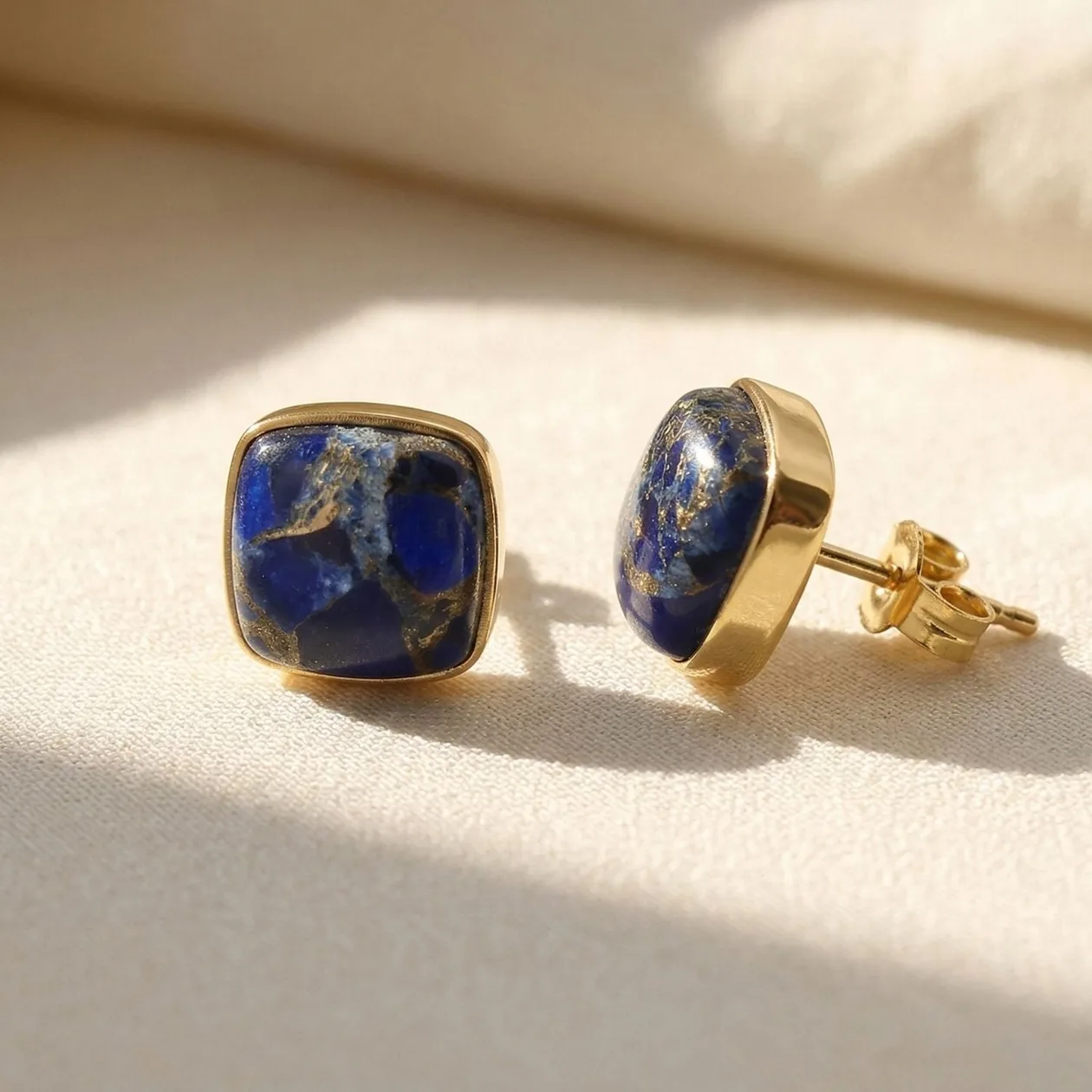 Sapphire September Birthstone Gold Vermeil Stud Earrings: the shop's own photo