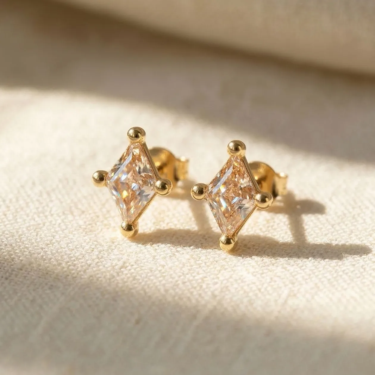 Tiny Citrine Stud November Birthstone Diamond Shaped Earrings: the shop's own photo