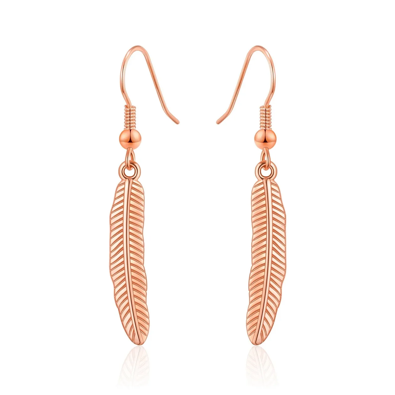 Rose Gold Plated Feather Earrings: the shop's own photo