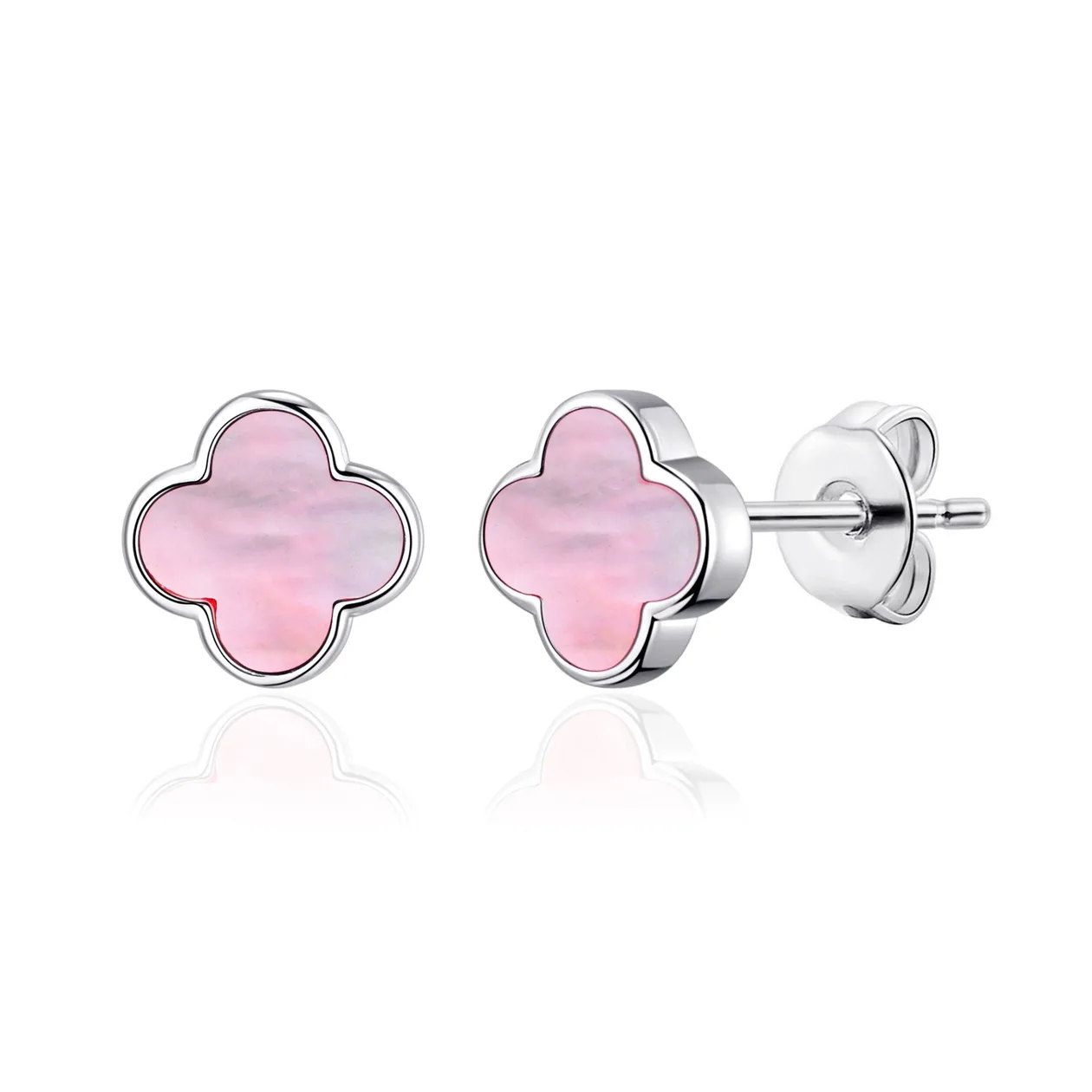Pink Mother of Pearl Gemstone Clover Earrings: the shop's own photo