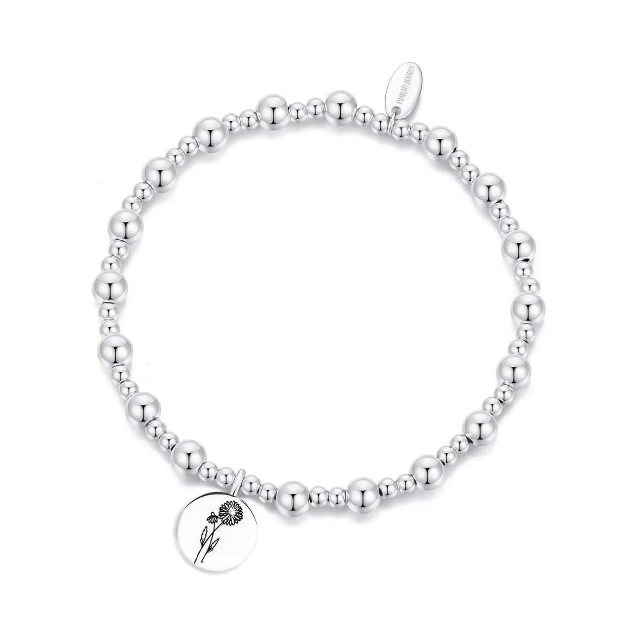April Birth Flower Daisy Beaded Stretch Bracelet: the shop's own photo