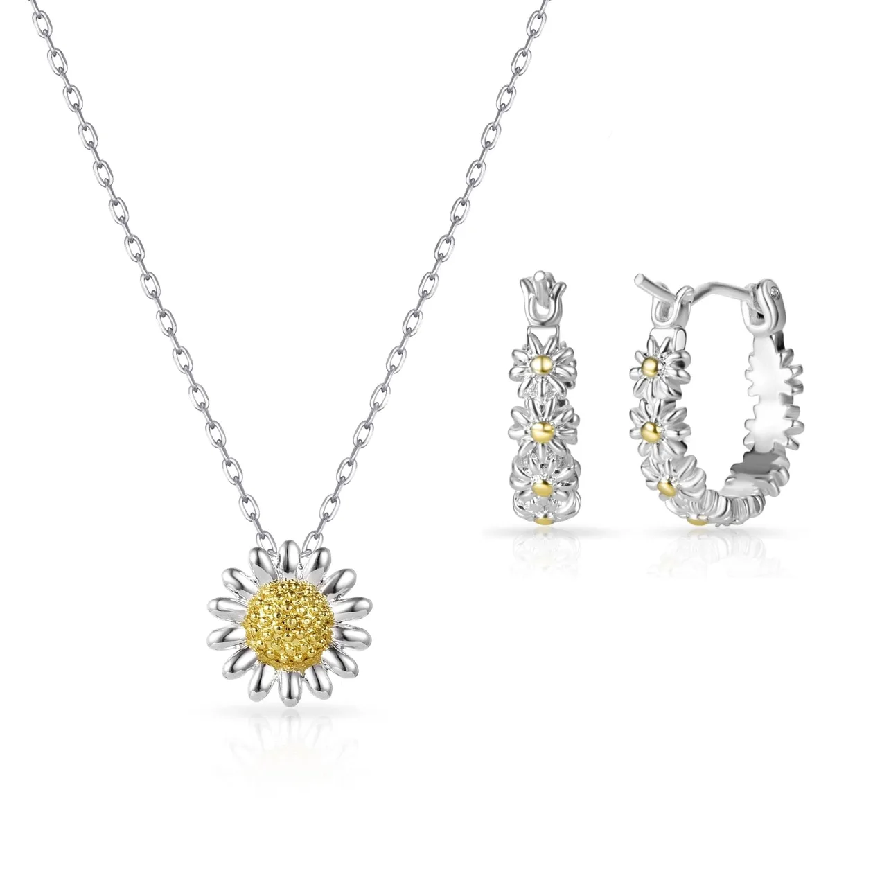 Daisy Necklace and Hoop Earrings Set: the shop's own photo