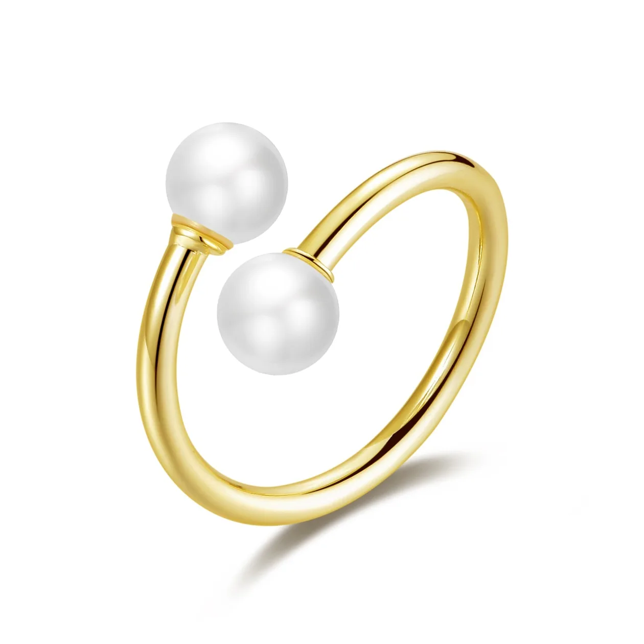 18k Gold Plated Adjustable Double Pearl Ring: the shop's own photo