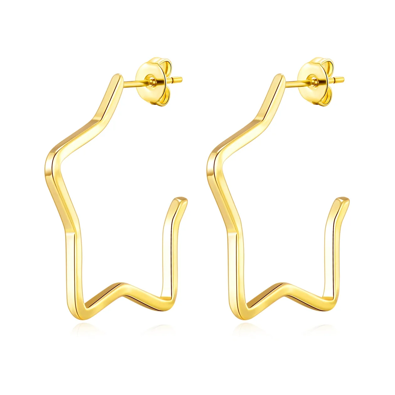 18k Gold Plated Star Hoop Earrings: the shop's own photo
