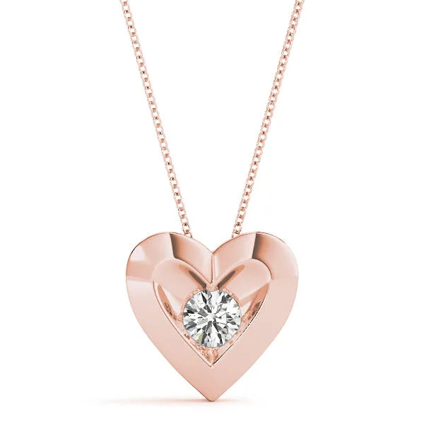 Lab-Grown Round Cut Diamond Heart Shape Necklace Pendant For Women - 0.25 / 18k Yellow Gold: the shop's own photo