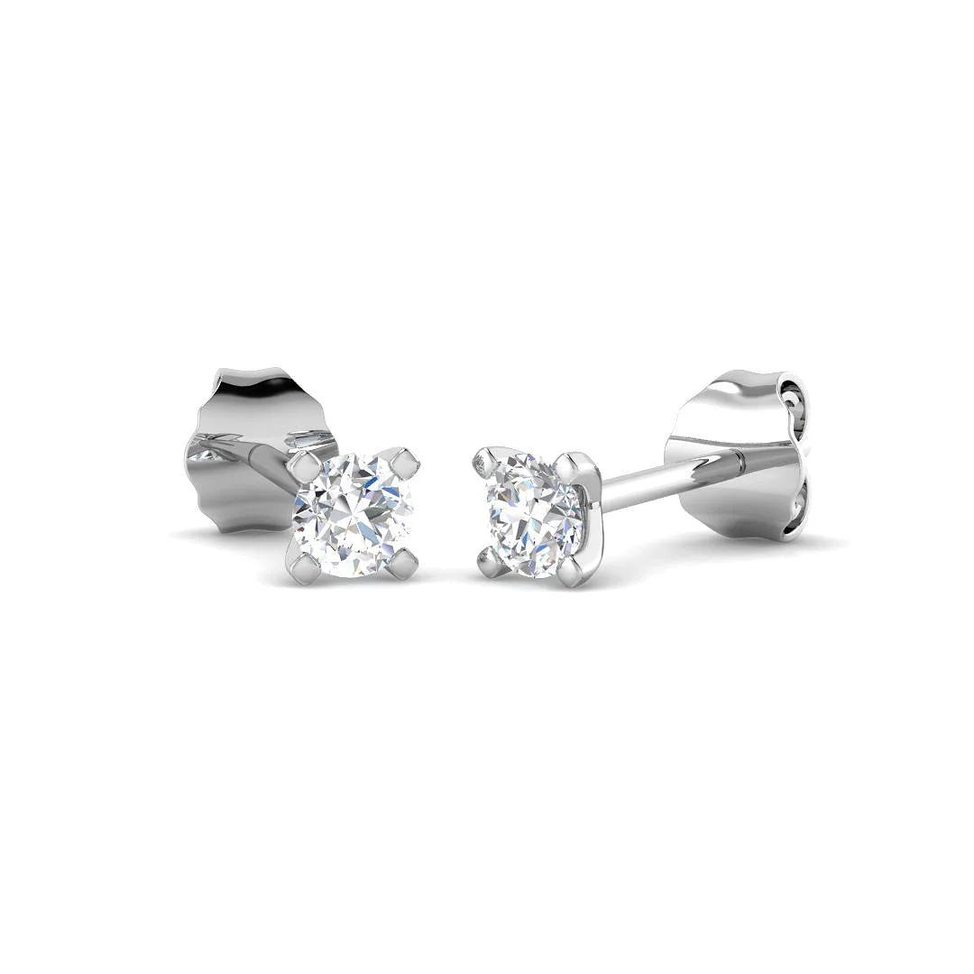 Solitaire Diamond Earrings with Lab Grown Round Cut - 0.25ct Gold - 0.25 Carat / Natural Diamond(F-VS) / 18k White Gold: the shop's own photo