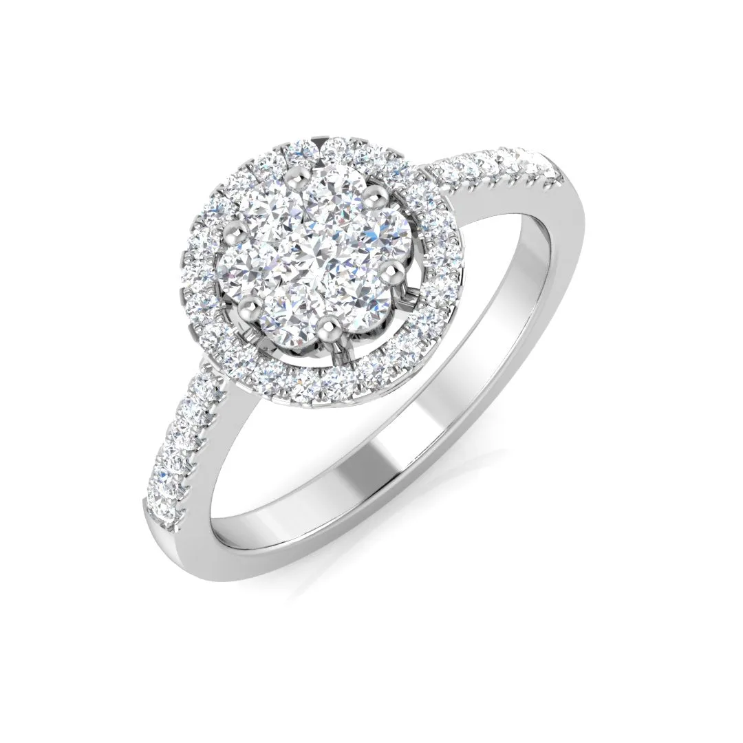 Natural Round Cut Diamond Engagement Cluster Ring - Lab Grown Diamond / 0.50 Carat / 18k Yellow Gold: the shop's own photo
