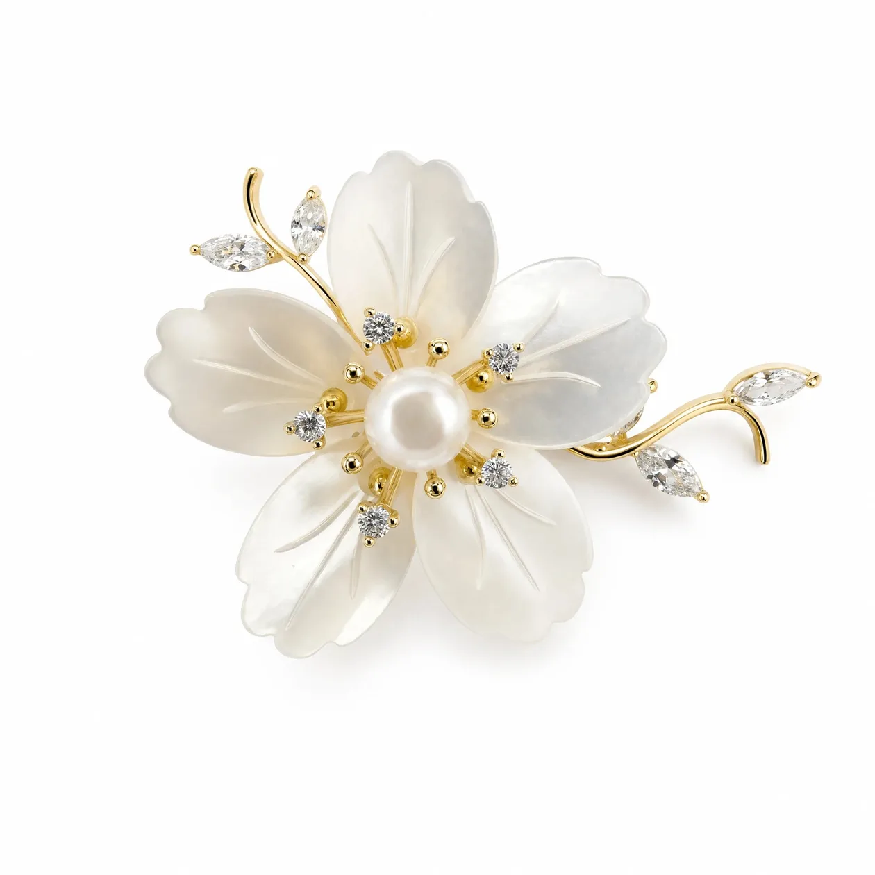 Mother of Pearl Flower Branch Brooch: the shop's own photo