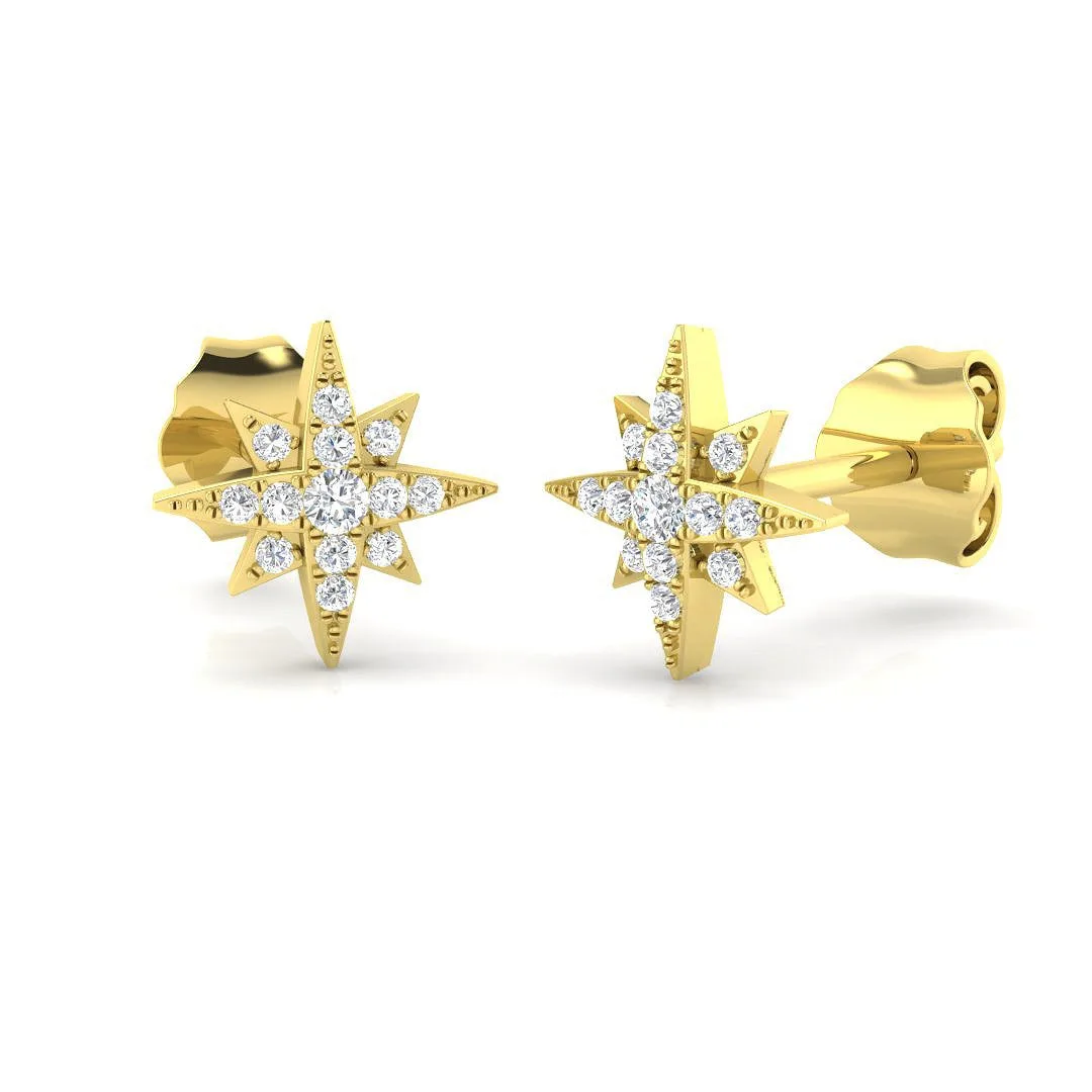 9ct Yellow Gold 0.08ct Natural Diamond Fancy Earrings - 0.08 Carat / Natural (G-SI2) / 9-k-yellow-gold: the shop's own photo