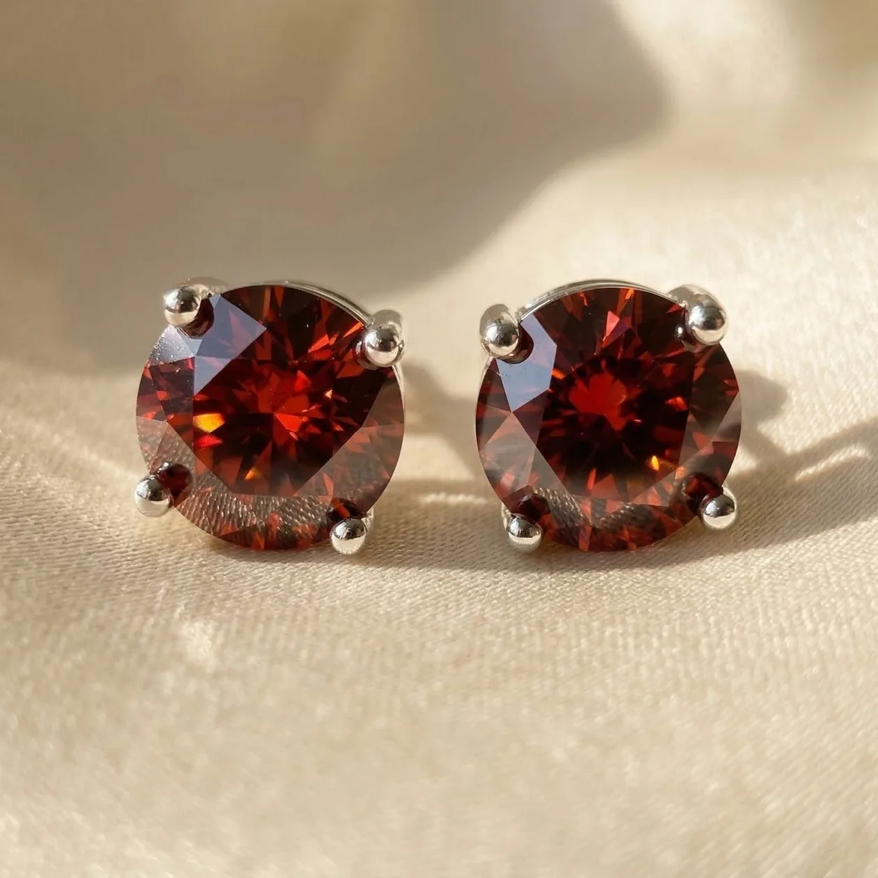 Garnet Moissanite Crystal Sterling Silver Earrings: the shop's own photo