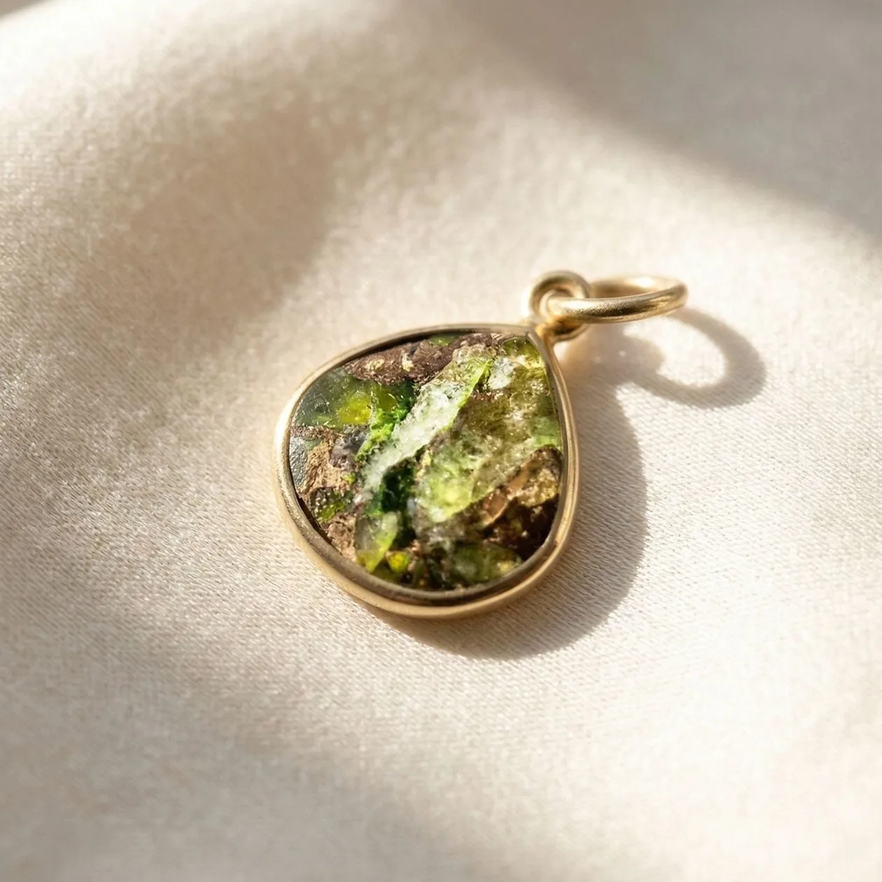 18ct Gold Vermeil Round Bezel Pendant Peridot: the shop's own photo
