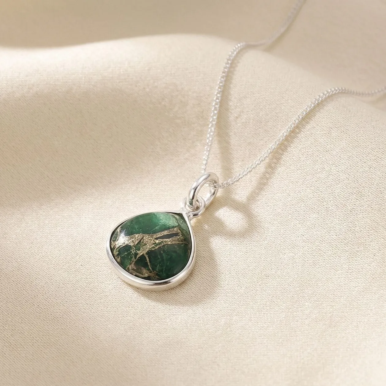 Emerald May Birthstone Minimalist Silver Necklace: the shop's own photo
