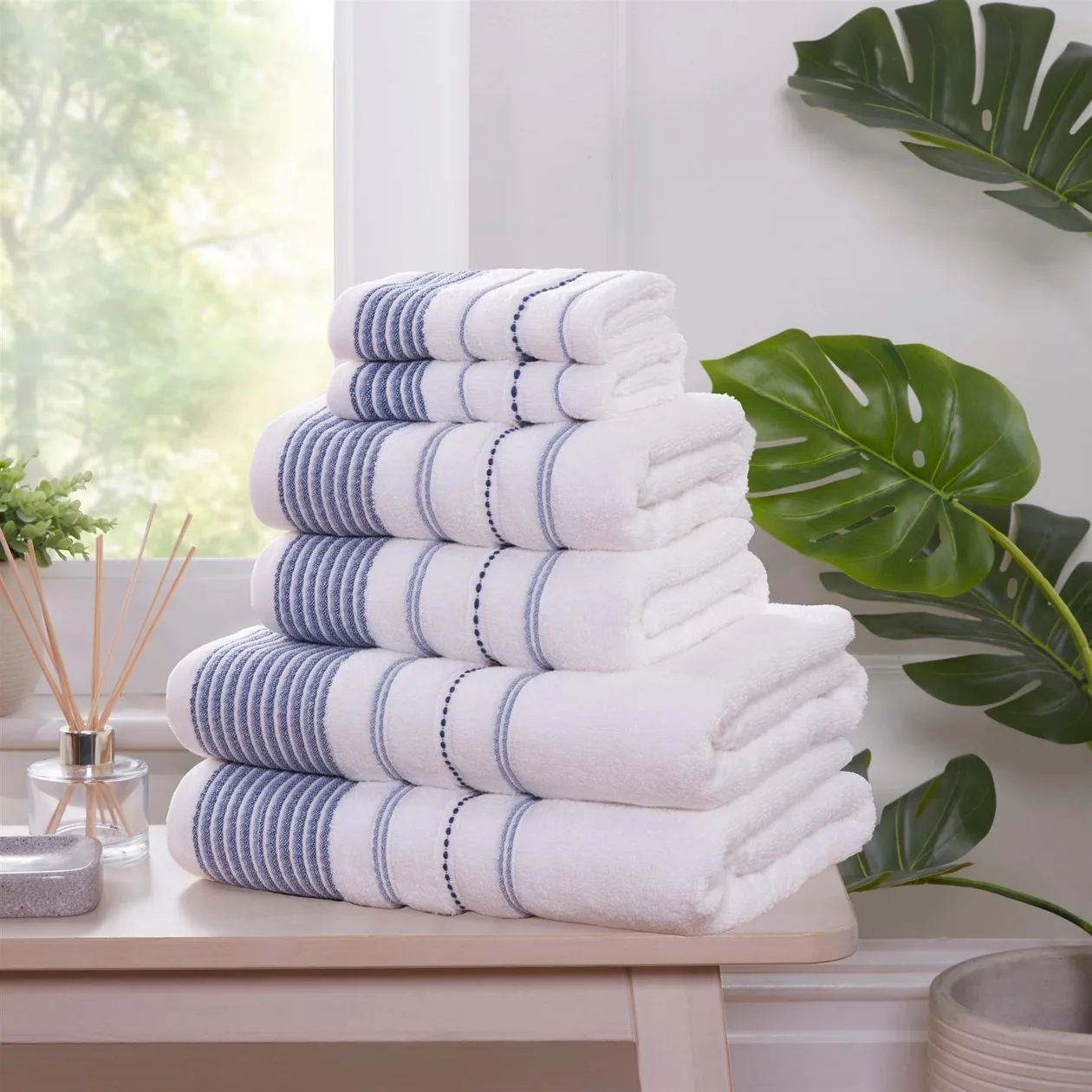 Dakota Stripe Mono 6pc Towel Bale - Blue: the shop's own photo