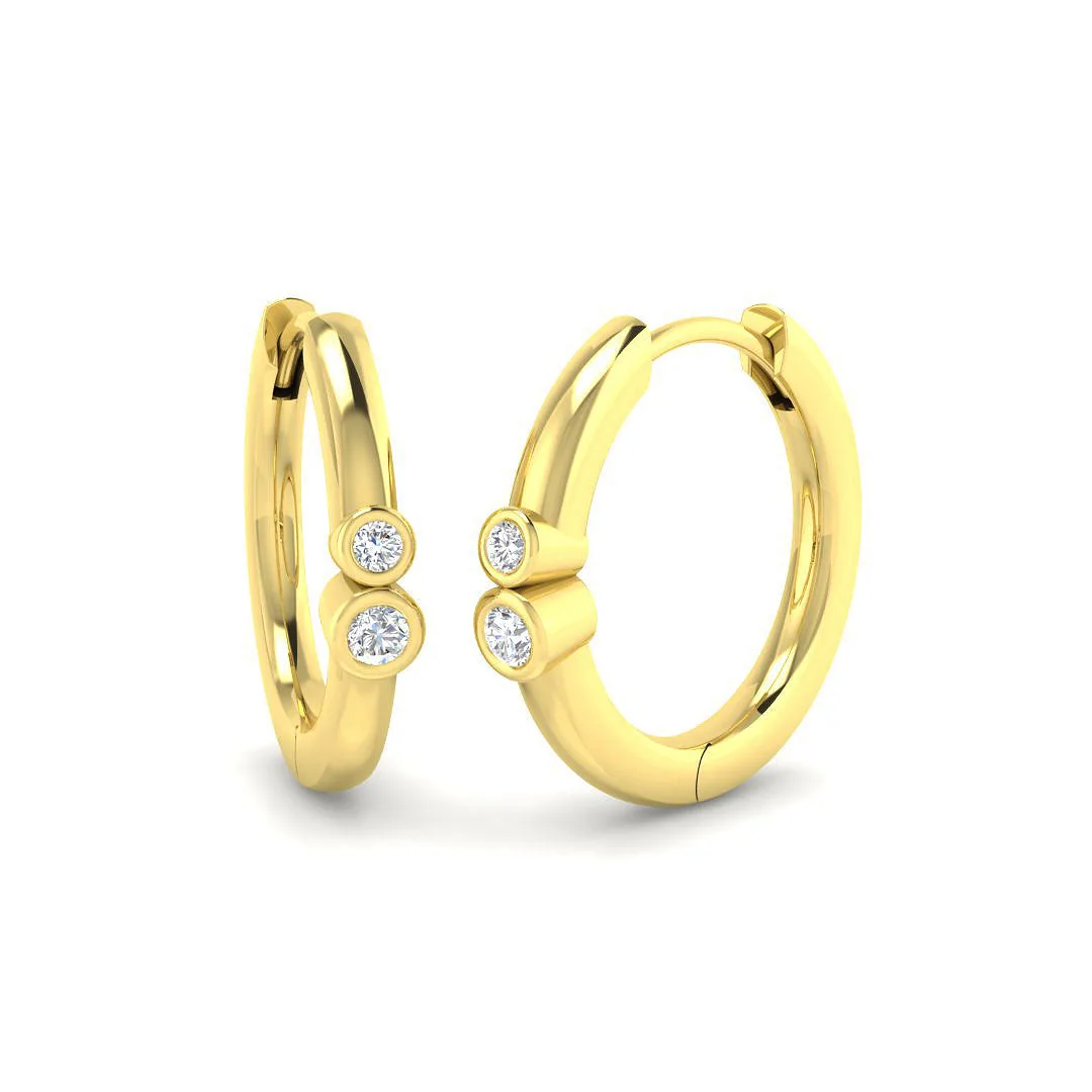 Elegant 0.05 Ct Gold Hoop Earrings | Lab & Natural Diamond - 18k Yellow Gold / 0.05 Carat / Lab Grown Diamond(D-VVS): the shop's own photo
