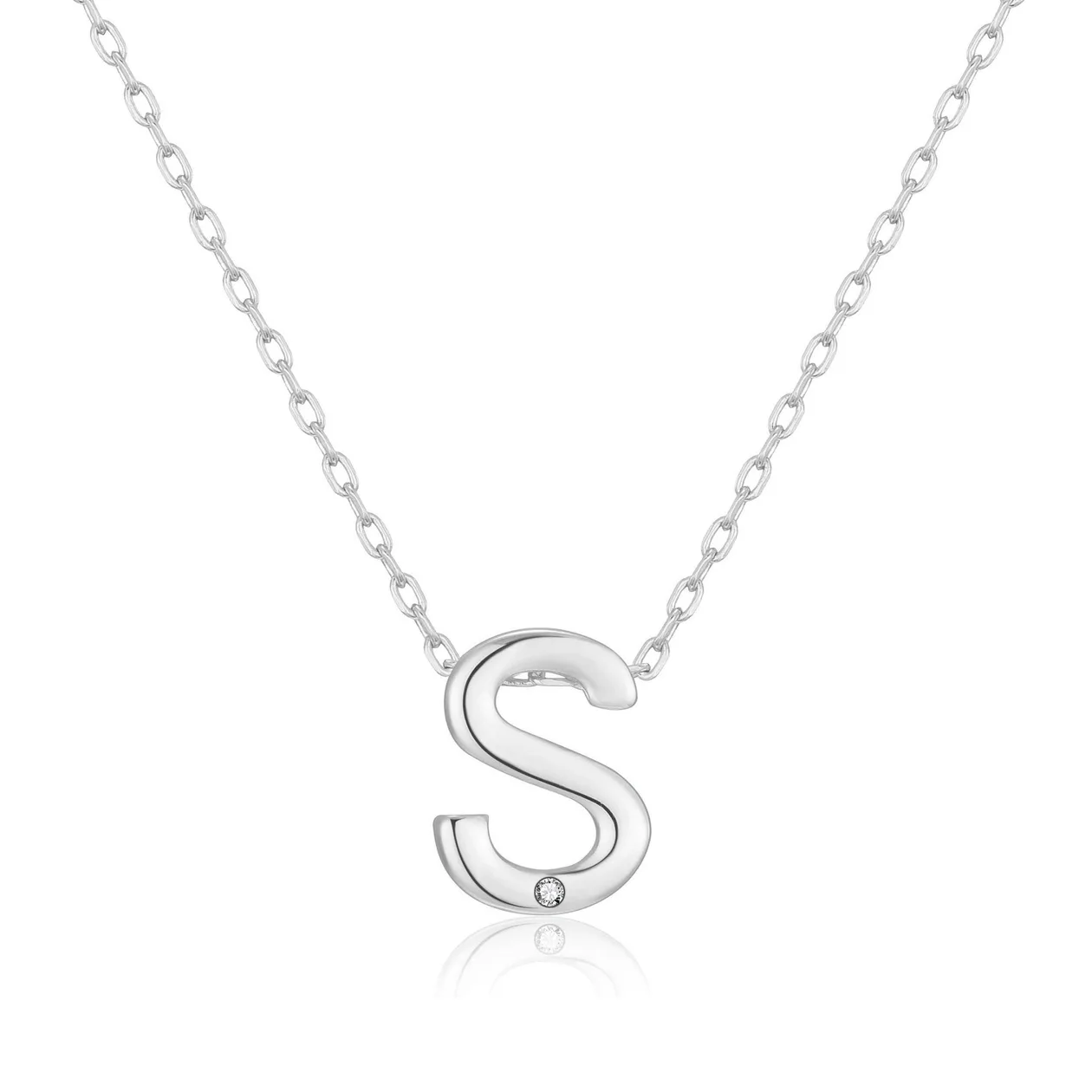 Customisable Initial Necklace (A-Z) with Option of Birthstone Charm - S: the shop's own photo