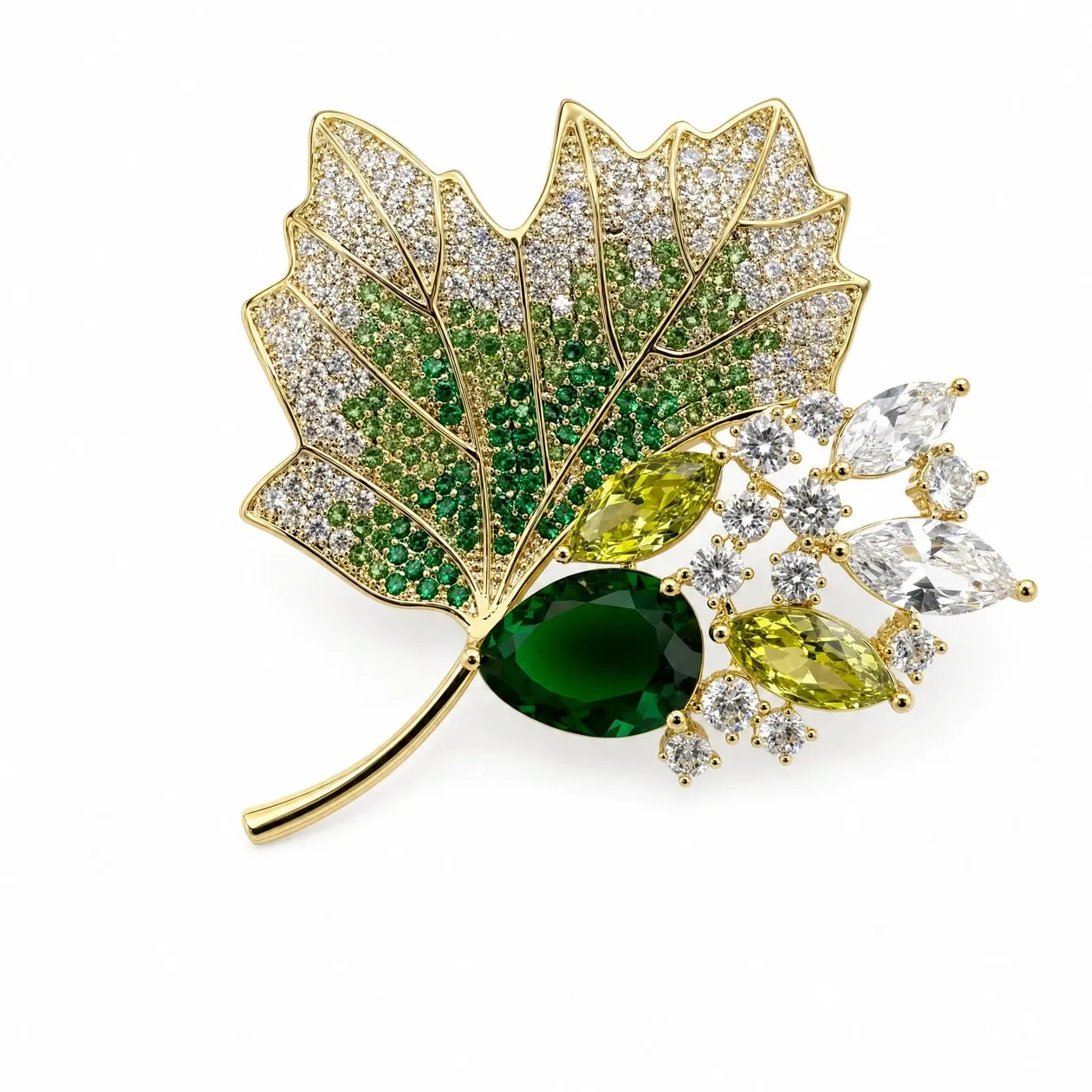 Green Crystal Maple Leaf Brooch: the shop's own photo