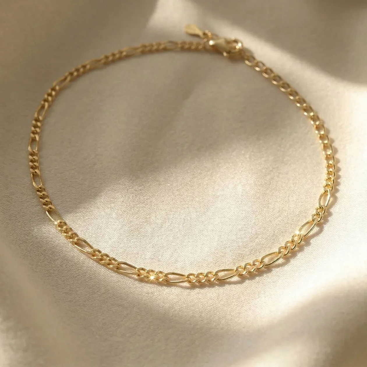 Gold Plated Everyday Figaro Chain Stacking Bracelet: the shop's own photo
