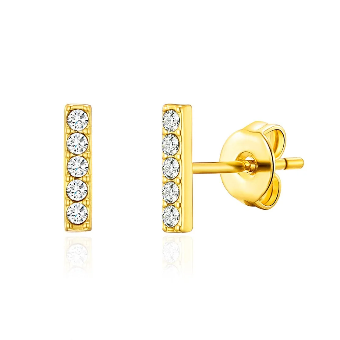 18k Gold Plated Bar Earrings Created with Zircondia® Crystals: the shop's own photo