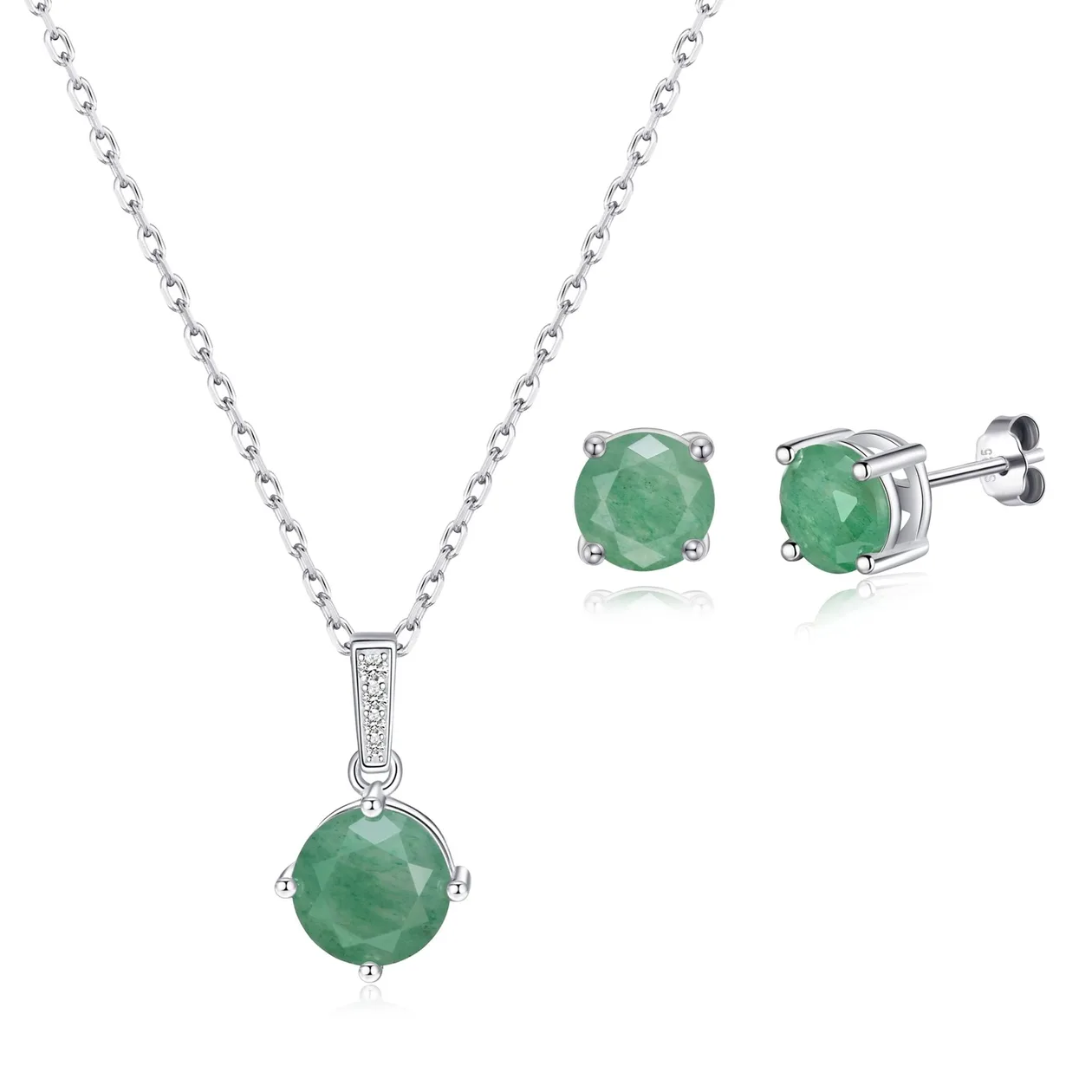 Sterling Silver Green Aventurine Gemstone Set: the shop's own photo