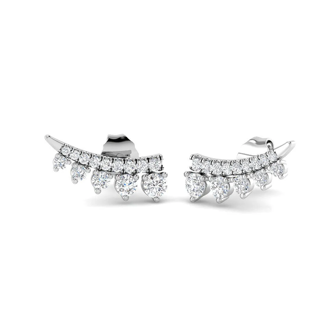 Stunning 0.50 Ct Diamond Ear Climbers in White Gold | Natural & Lab Grown Diamonds - 0.5 Carat / Lab Grown Diamond(D-VVS) / 18k White Gold: the shop's own photo