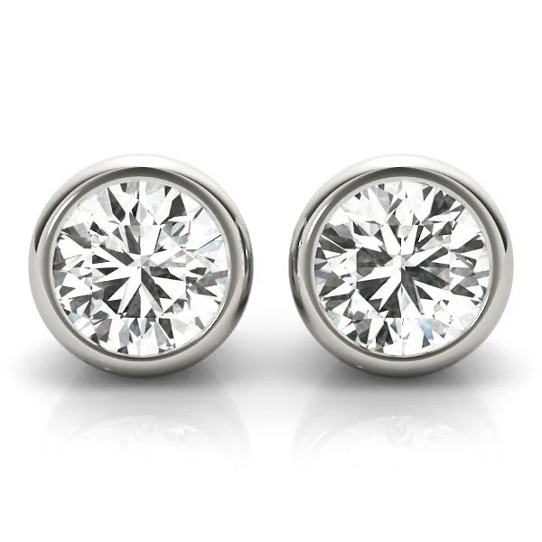 Stud Earrings with Diamond Rub Over Setting | Solid Gold | Push Back Studs - 9k Yellow Gold / 0.75 Carat: the shop's own photo