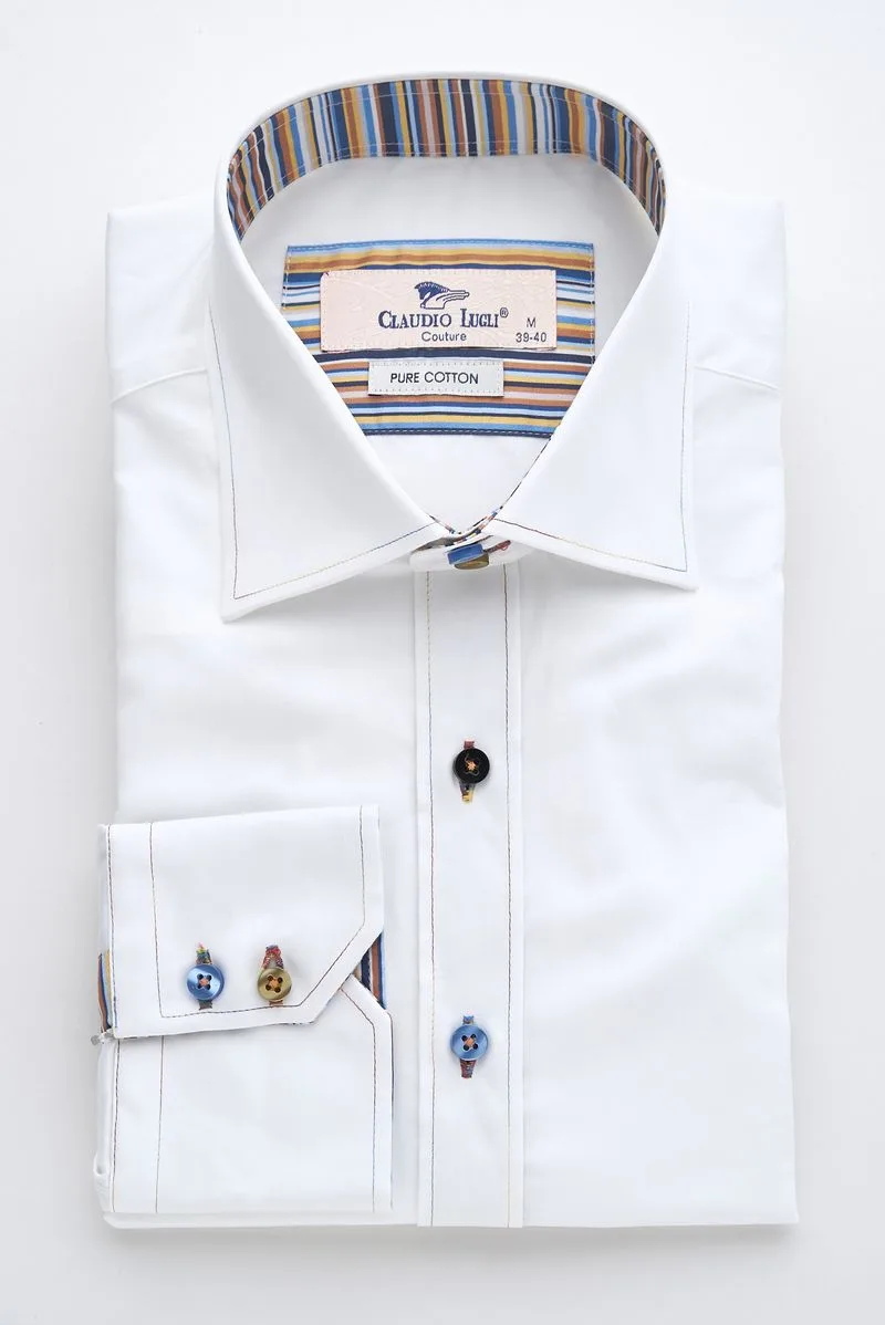 White Shirt with Striped Trim: the shop's own photo