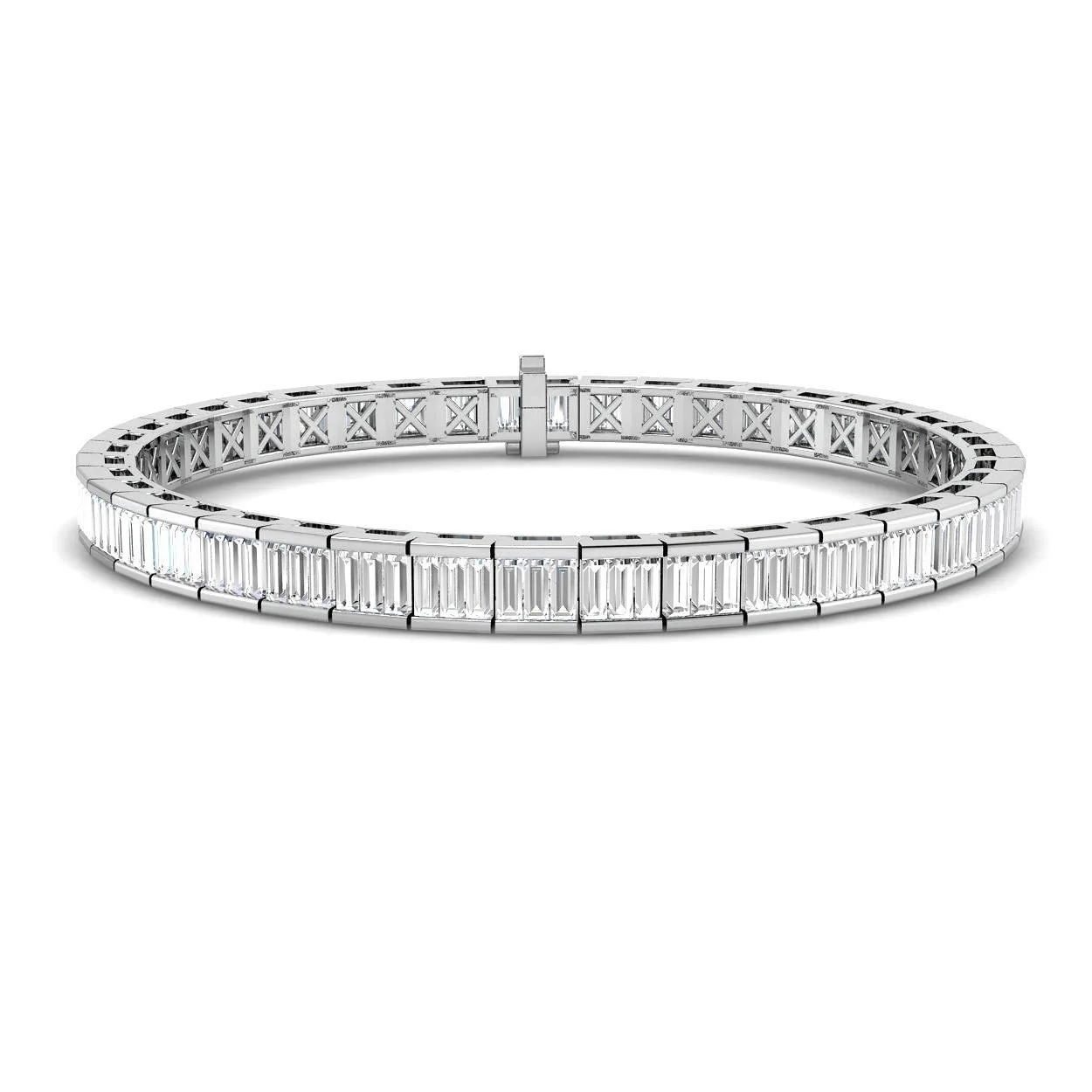 Elegant 9K White Gold Lab Grown Baguette Diamond Tennis Bracelet | Channel Set - 18k Yellow Gold / 6.00 Carat / Natural Diamond: the shop's own photo