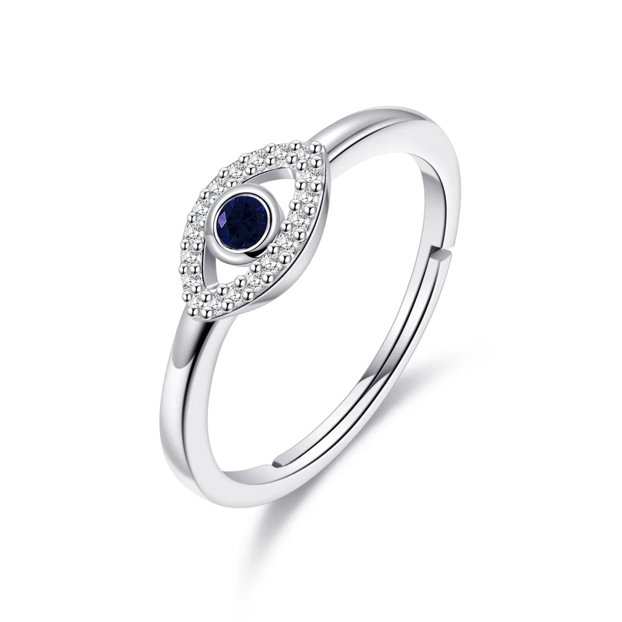 Adjustable Evil Eye Ring Created with Zircondia® Crystals: the shop's own photo