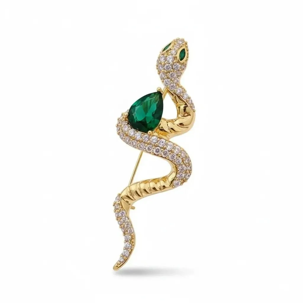 Green Cubic Zirconia Snake Brooch: the shop's own photo
