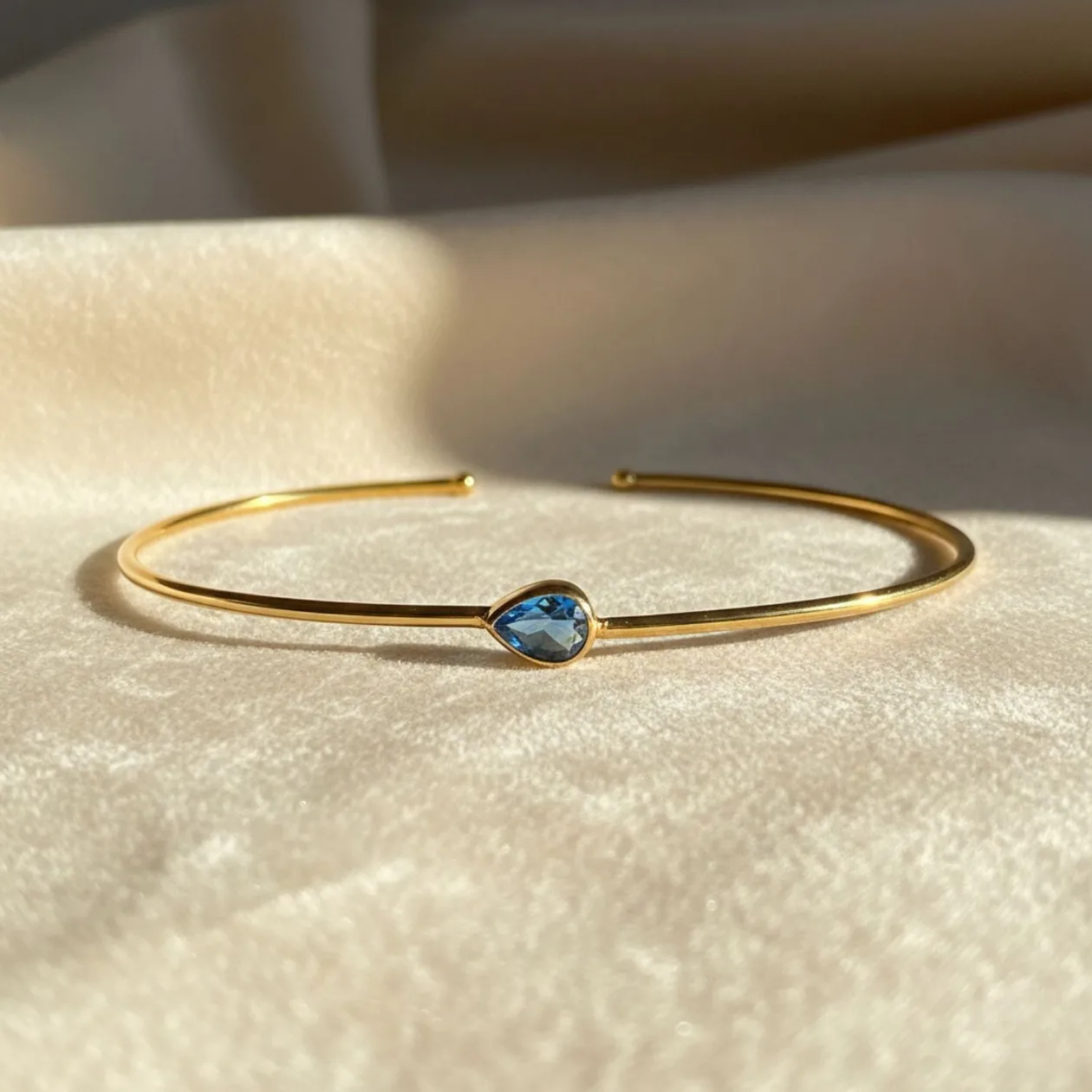 Blue Topaz December Birthstone Gold Vermeil Plated Bangle: the shop's own photo