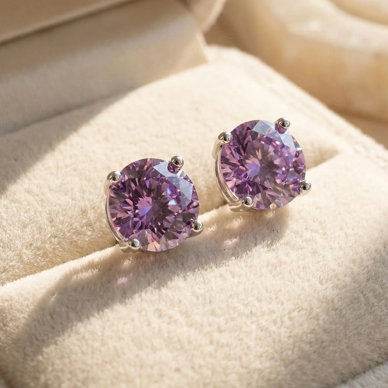 Alexandrite Moissanite Crystal Sterling Silver Earrings: the shop's own photo
