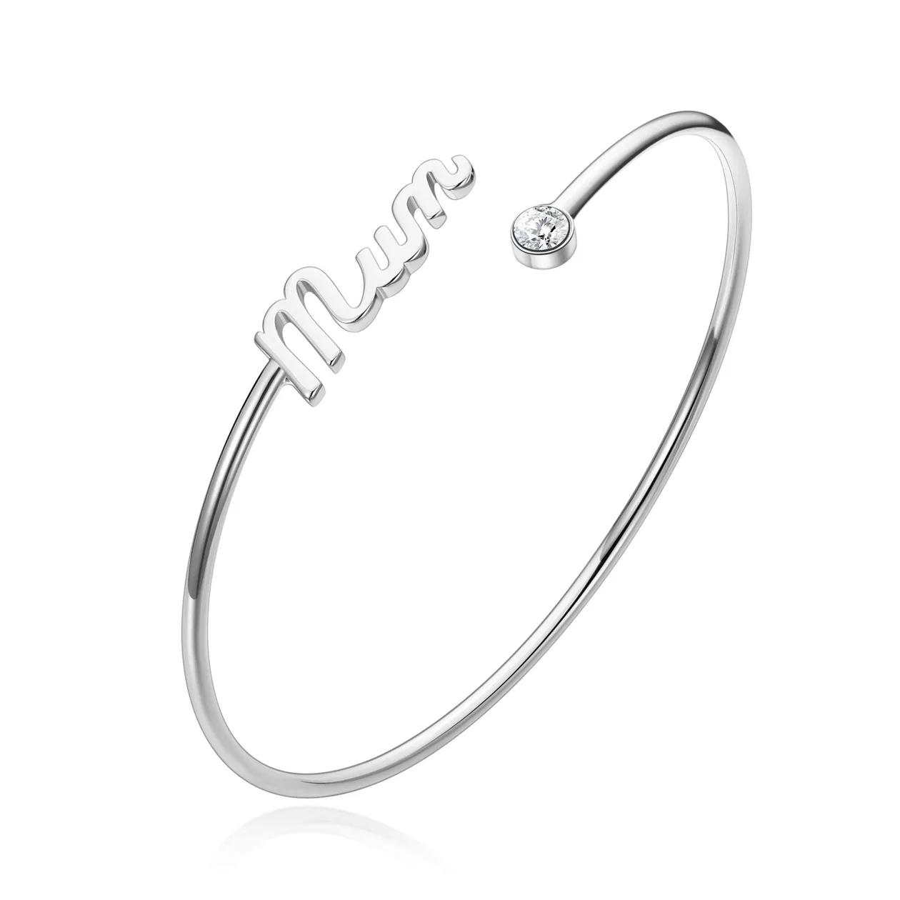Silver Plated Mum Cuff Bangle Created with Zircondia® Crystals: the shop's own photo