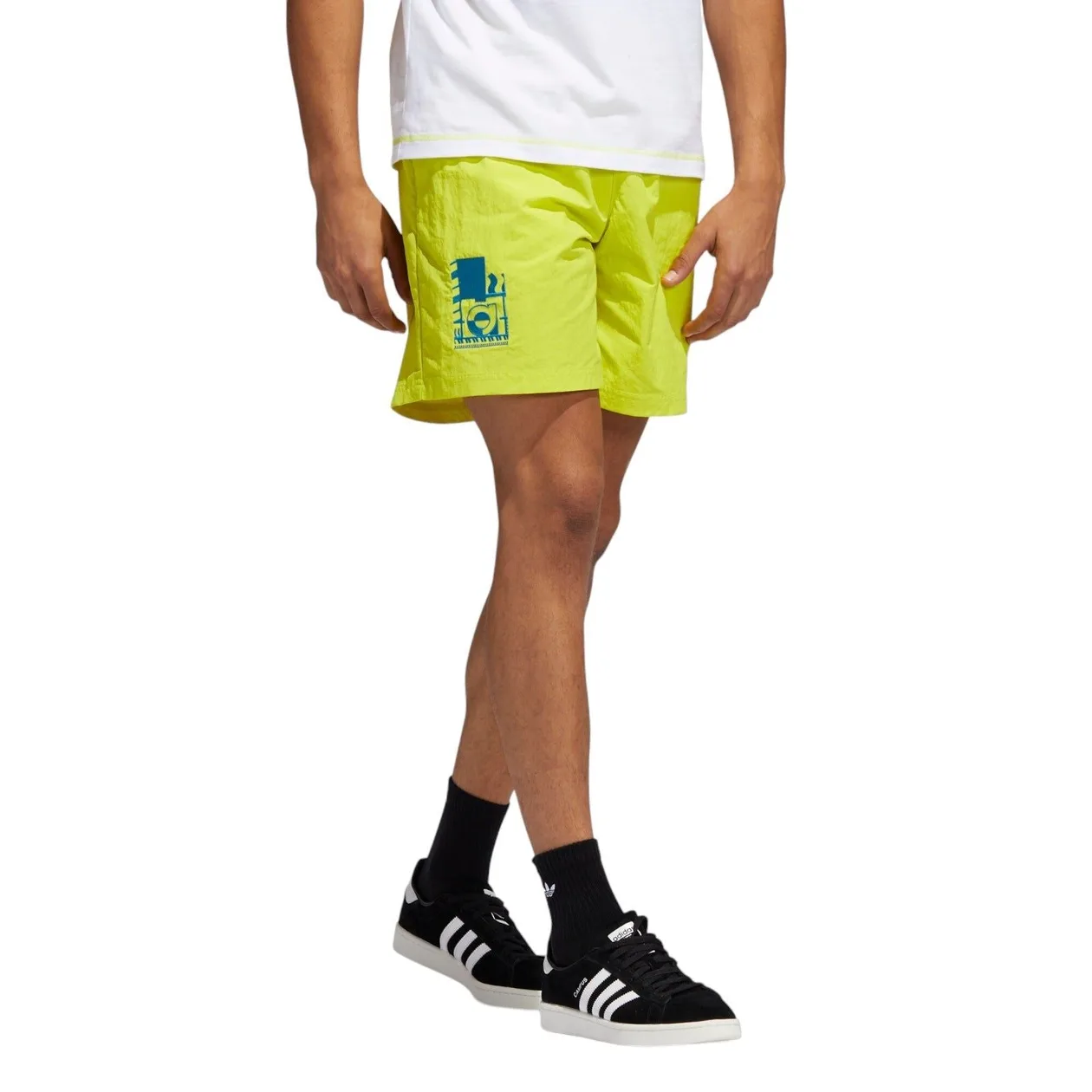 adidas Originals Emblem Woven Shorts - Acid Yellow | Size: M: the shop's own photo