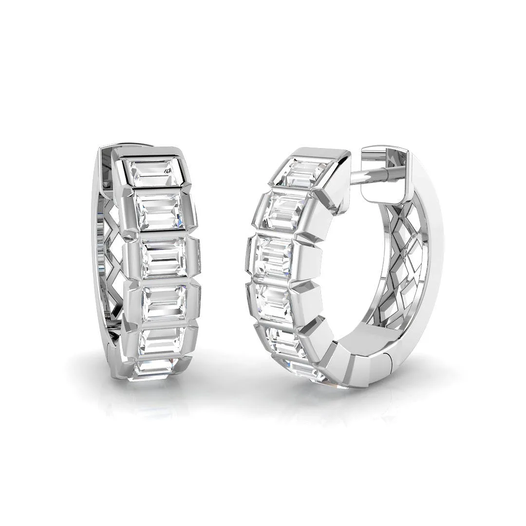 0.5 Ct Emerald-Cut Diamond Hoop Earrings | Lab & Natural - 9k White Gold / 0.5 Carat / Lab Grown Diamond(D-VVS): the shop's own photo