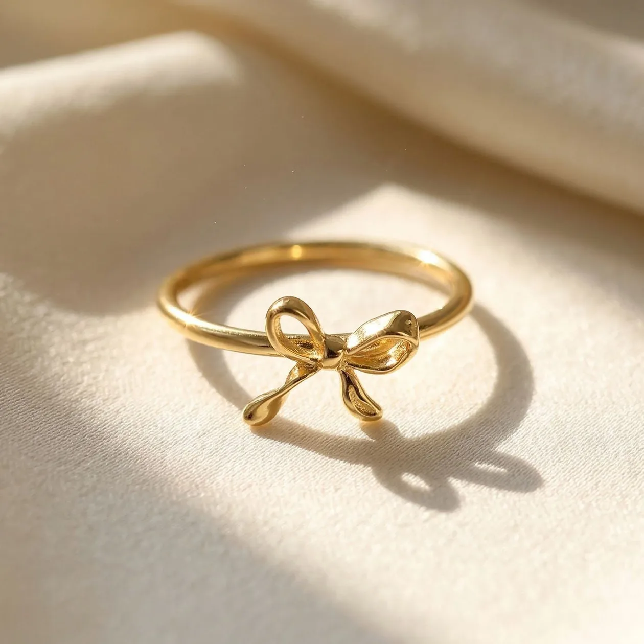 Bow Tie Bowknot Thin Gold Plated Stacking Ring - 8: the shop's own photo