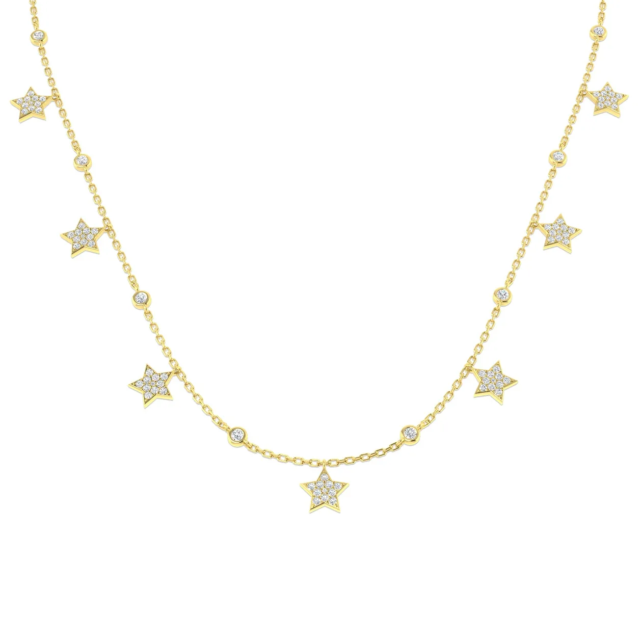 Diamond Necklace with Star Design | Lab Grown Diamond Necklace - 9k Yellow Gold / Natural Diamond(F/SI) / 0.50 Carat: the shop's own photo