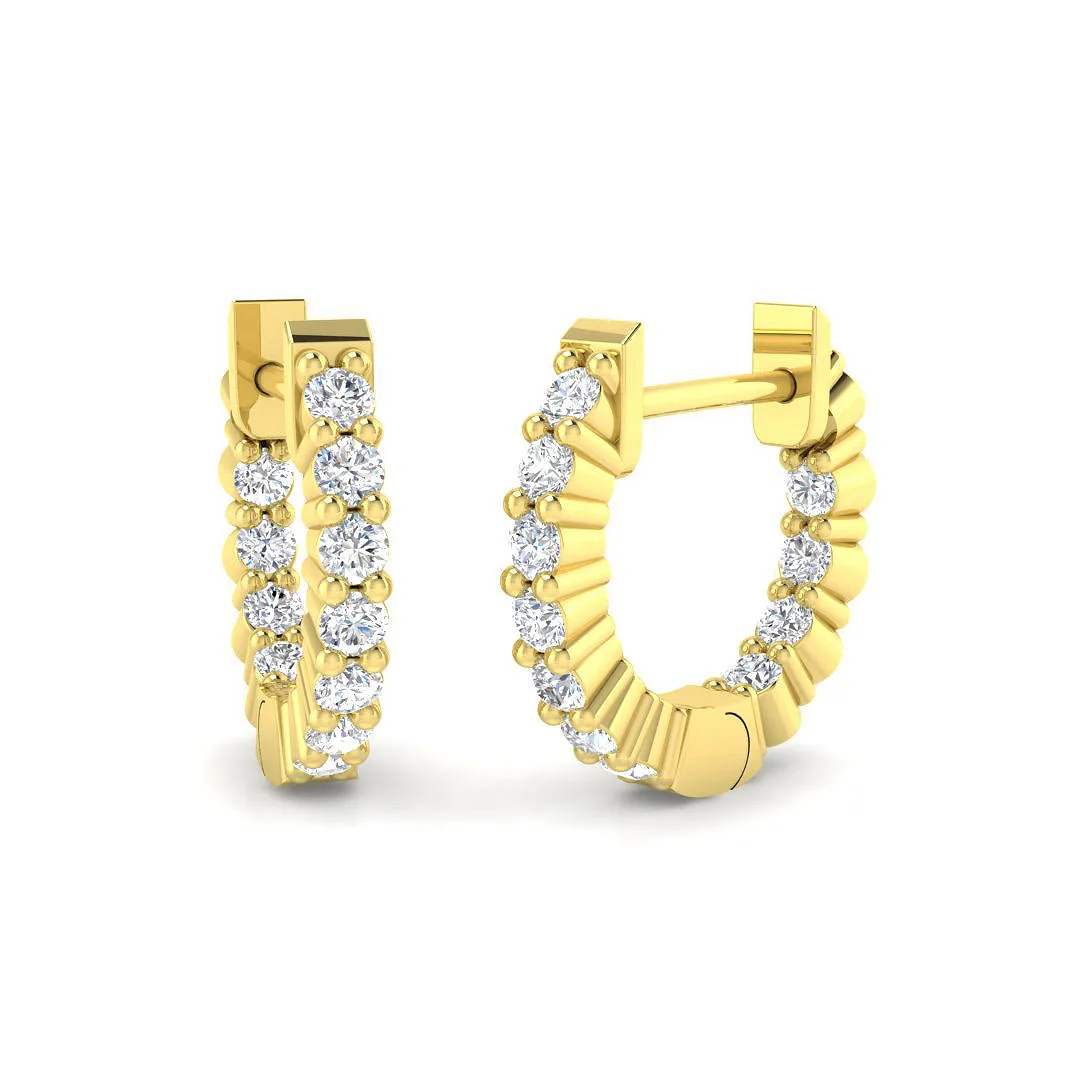 0.25 Ct Hoop Earrings | Lab/Natural Diamonds | 9K, 18K Gold & Platinum Hallmarked - 9k Yellow Gold / 0.25 Carat / Natural Diamond(F-VS): the shop's own photo
