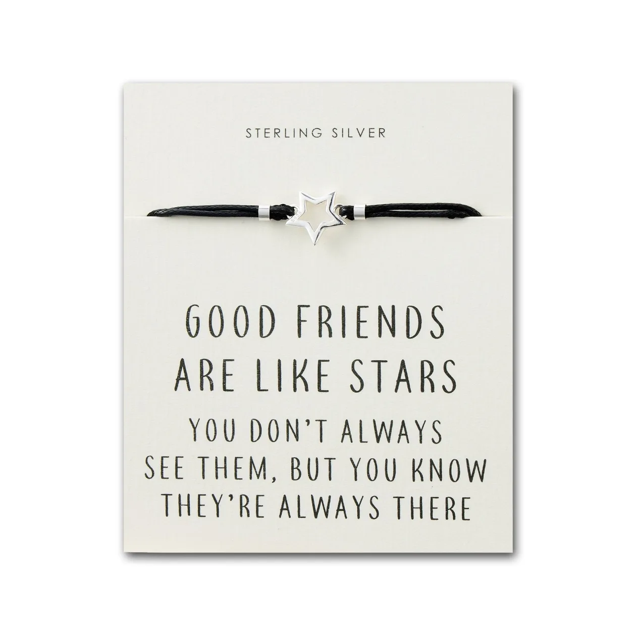 Sterling Silver Friendship Quote Corded Star Bracelet: the shop's own photo
