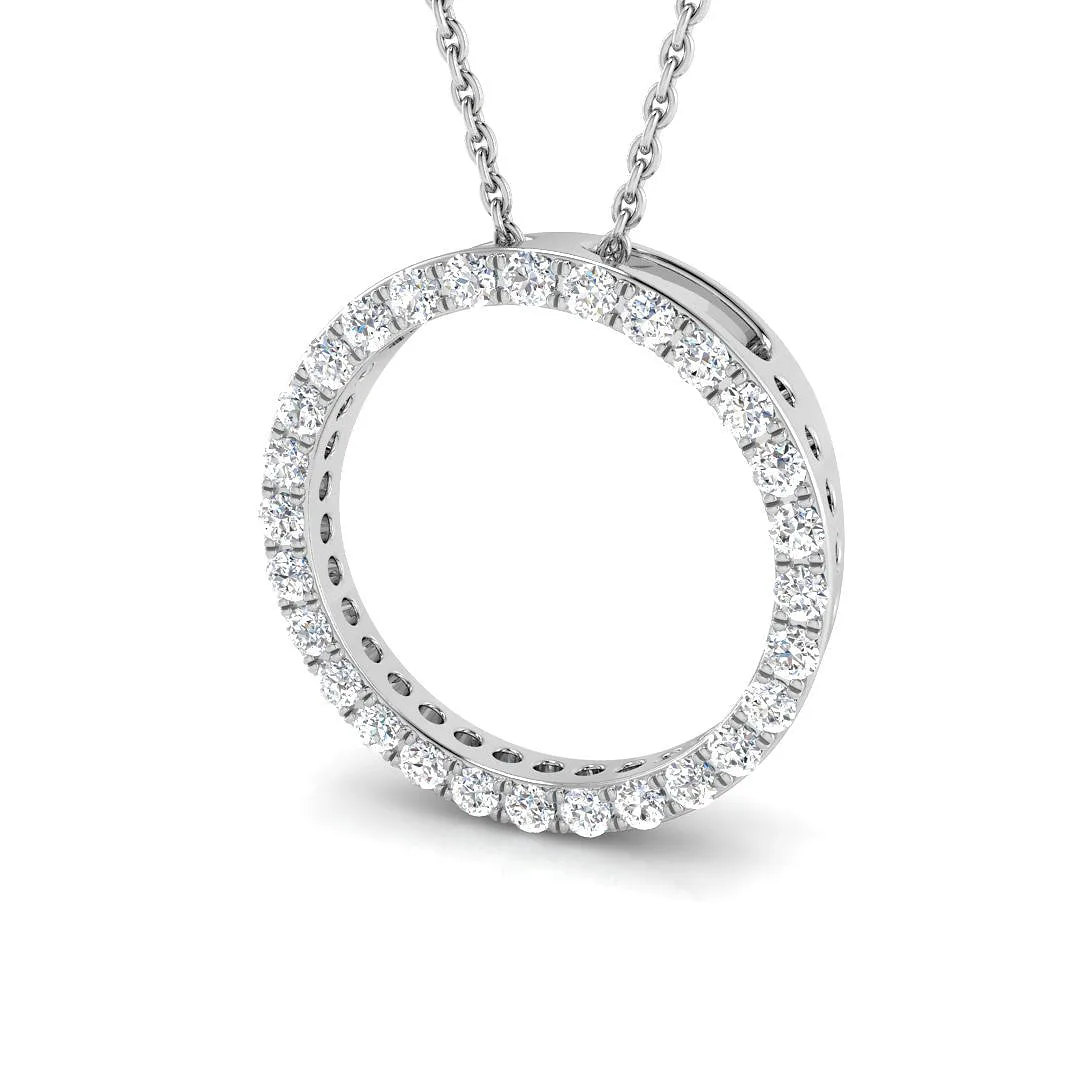Diamond Circle Pendant | Lab-Grown & Natural Diamond Necklace - 9k White Gold / Natural Diamond(F/SI) / 0.25 Carat: the shop's own photo