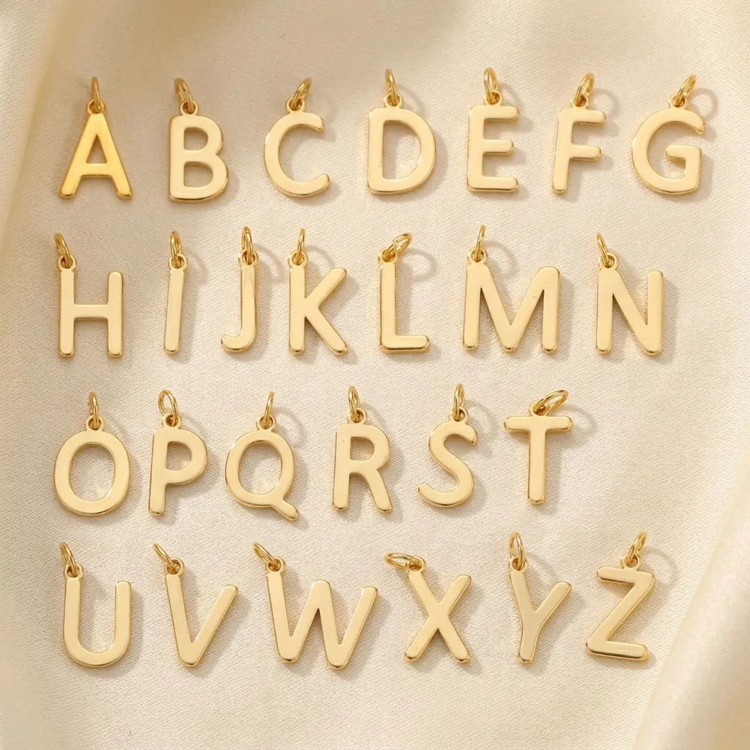 18ct Gold Plated Initial Pendant Charms - P: the shop's own photo
