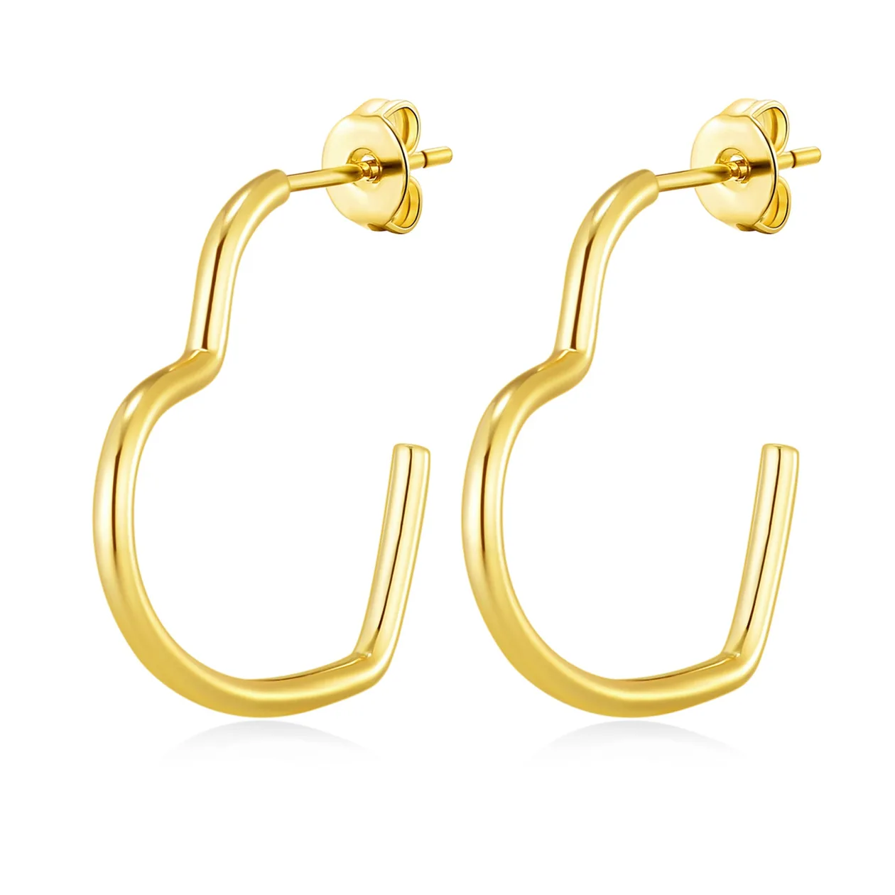 18k Gold Plated Heart Hoop Earrings with Butterfly Backs: the shop's own photo