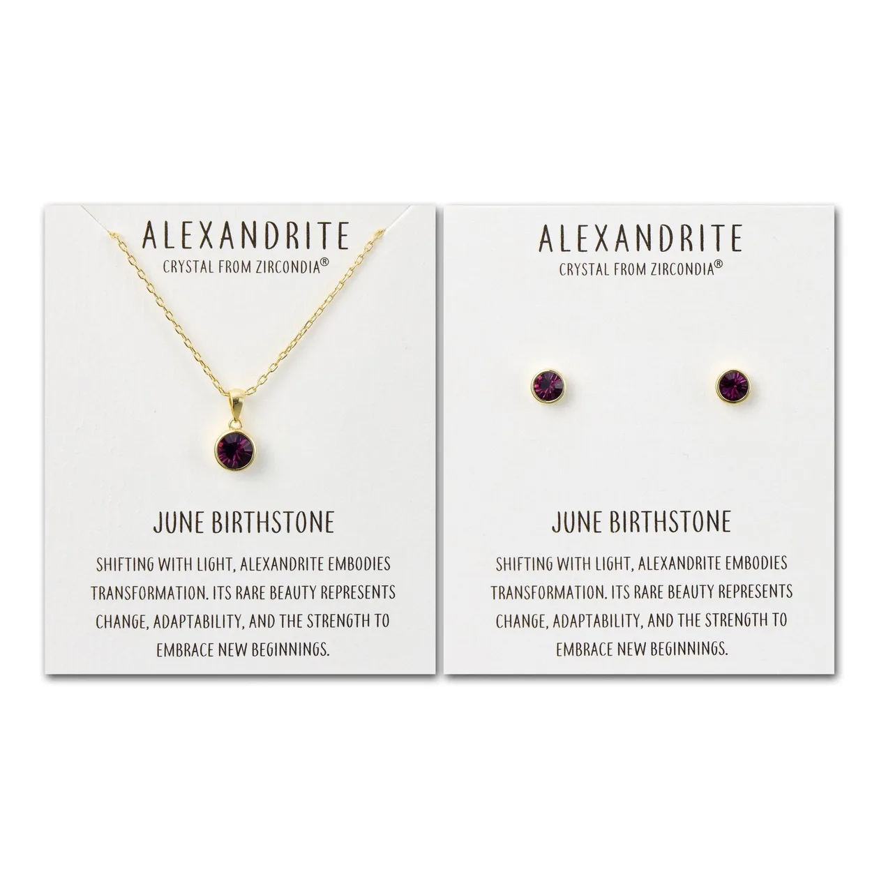 18k Gold Plated June (Alexandrite) Birthstone Necklace & Earrings Set Created with Zircondia® Crystals: the shop's own photo