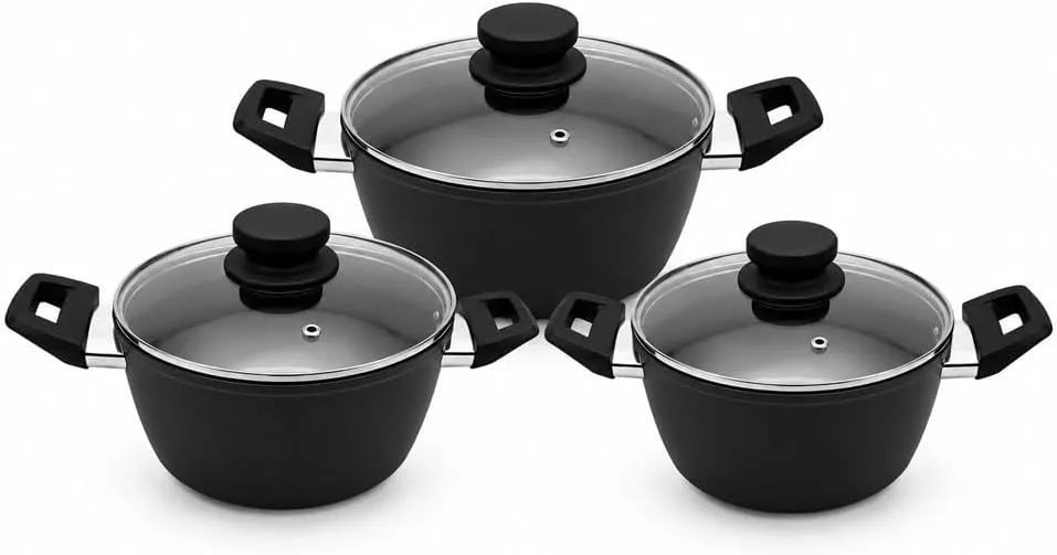 3-Piece Marvera Black Non-Stick Casserole 5-Layer Cookware Set: the shop's own photo