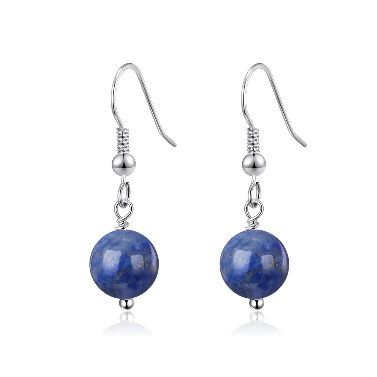 Lapis Gemstone Round Drop Earrings: the shop's own photo