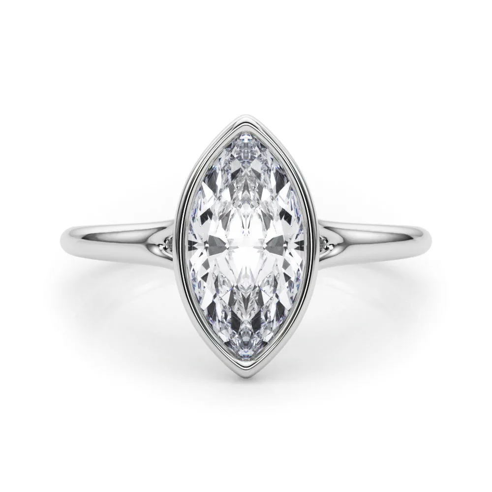 IGI Lab-Grown Marquise Cut Diamond Bezel Set Solitaire Engagement Ring. - 18k Yellow Gold / 0.50 Carat: the shop's own photo