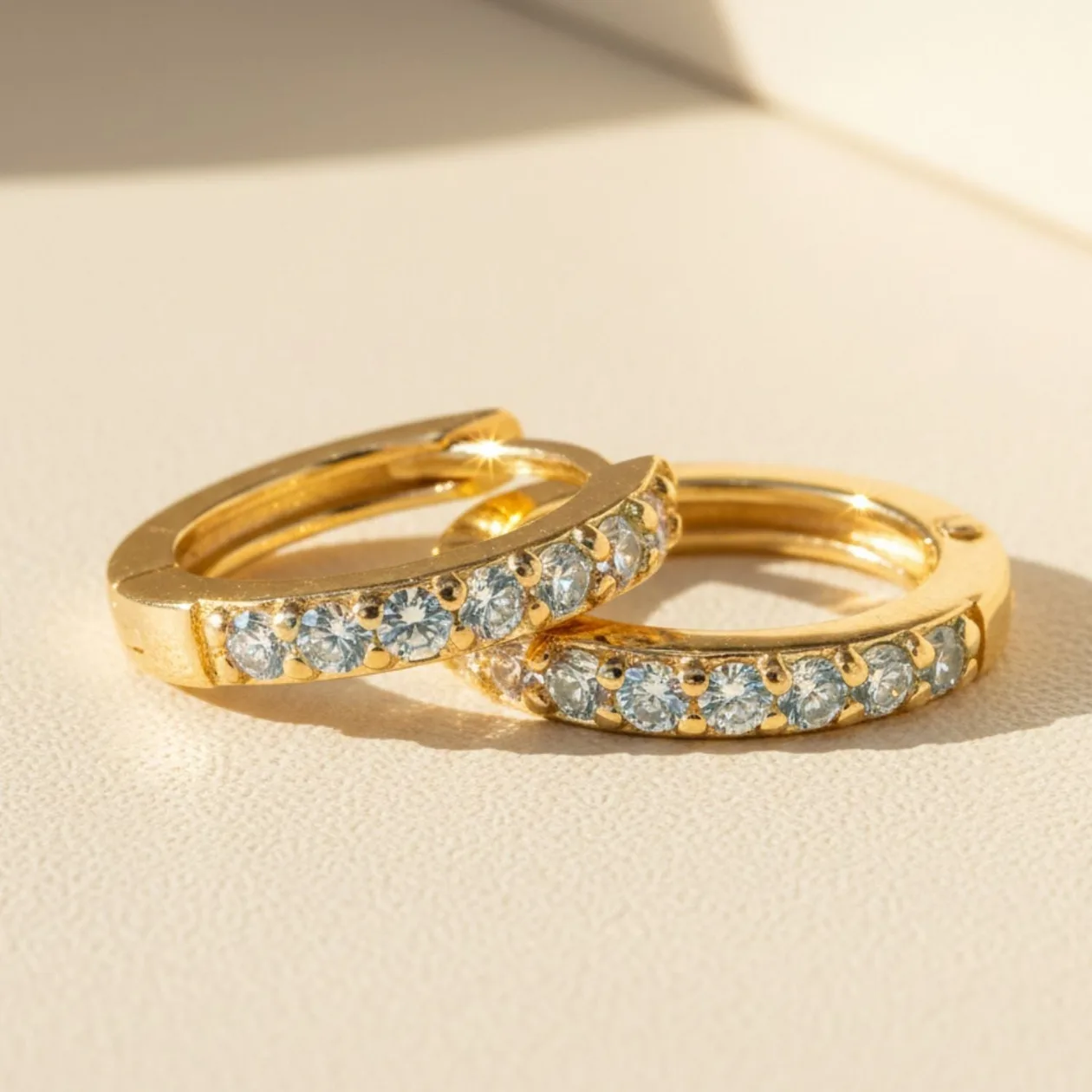 Aquamarine March Birthstone Small Huggie Hoop Earrings: the shop's own photo