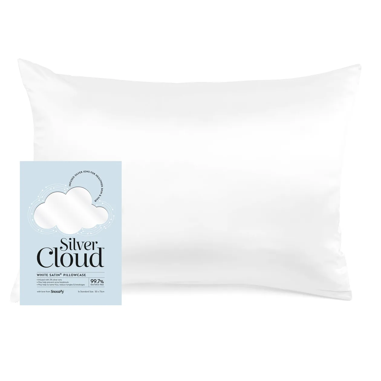 White Satin Pillowcase infused with Silver Ions: the shop's own photo