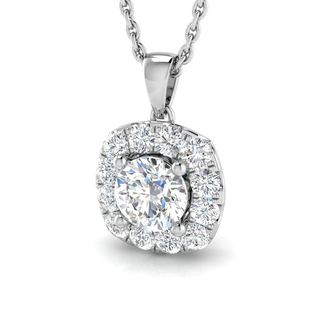 Round Diamond Halo Pendant 0.75ct - 9k White Gold / Natural Diamond(F/SI) / 0.75 Carat: the shop's own photo